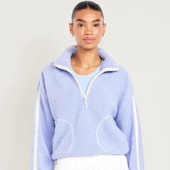 Old Navy Women's Loose Sherpa Quarter Zip - Picture 1 of 4